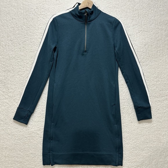 Athleta Dresses & Skirts - Athleta Crosstown Track Dress 1/4 Zip Long Sleeve Stripes Women's Size XS Green‎